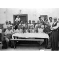 Gruppo di profughi durante una festa al Centro di raccolta profughi di Barletta